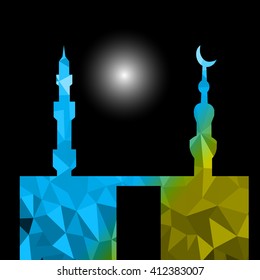Beautiful religious eid background with mosque.Ramadan Kareem vector design. Greeting card. Islamic background.