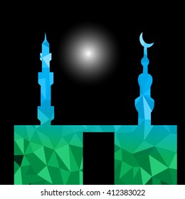 Beautiful religious eid background with mosque.Ramadan Kareem vector design. Greeting card. Islamic background.