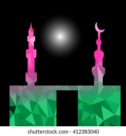 Beautiful religious eid background with mosque.Ramadan Kareem vector design. Greeting card. Islamic background.