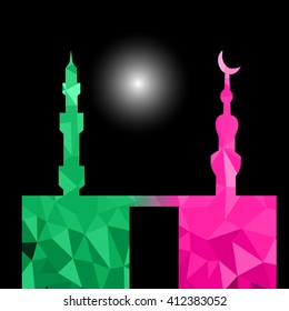 Beautiful religious eid background with mosque.Ramadan Kareem vector design. Greeting card. Islamic background.