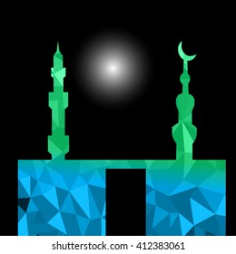 Beautiful religious eid background with mosque.Ramadan Kareem vector design. Greeting card. Islamic background.