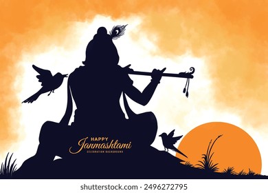 Beautiful religious krishna janmashtami card background