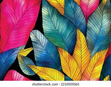 A beautiful, repeatable pattern of colourful leaves, luxury feeling