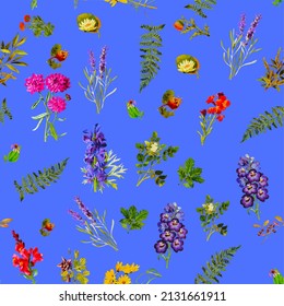 Beautiful repeated Seamless flower garden theme pattern with another floral, botanical and leaf image assets, fall, t-shirts, texture perfect for mugs, fabrics, packaging, POD etc free Vector