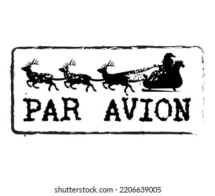 Beautiful retro, aged Christmas rubber stamp with reindeers vector