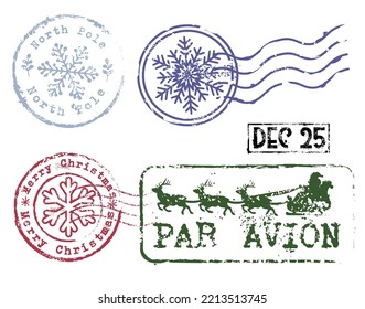 Beautiful retro, aged Christmas rubber stamp collection vector