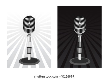 Beautiful Retro Black Vector Microphone