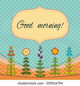 Beautiful retro card with flowers, vector illustration.