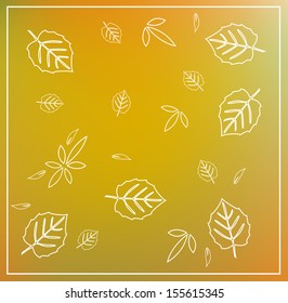 Beautiful retro colorful autumn background with leaf shapes and frame VECTOR