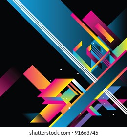 Beautiful retro composition on black background