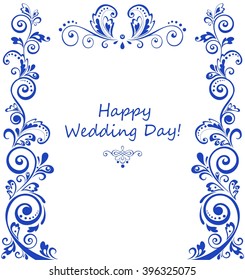 Beautiful retro floral blue border