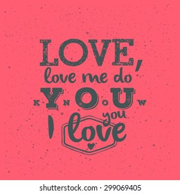 Beautiful retro greeting card - a declaration of love (pink version)