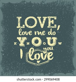 Beautiful retro greeting card - a declaration of love (dark version)