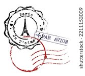 Beautiful retro grungy rubber stamp from Paris vector isolated illustration