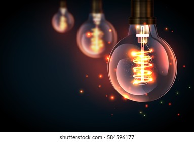 Beautiful retro  light lamp decor glowing, vector illustration.