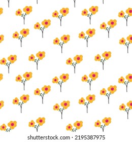 Hermosa línea retro lineal, líneas de flores silvestres Resumen patrón sin fisuras con hojas y vectores de fondo floral en estilo moderno. Vintage de color para textiles, textiles, tejidos, envolturas