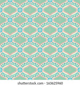 beautiful retro pattern with abstract flowers and leaves 