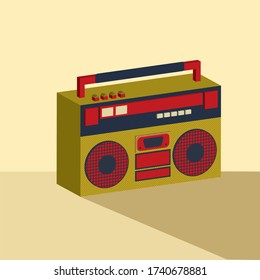 beautiful retro radio player in isometric