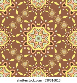 Beautiful retro seamless pattern, vintage texture. Pattern of ornaments. Vintage decorative elements. Arabic, Indian, ottoman motifs. Stylized flowers. Ethnic ornaments. Flower circular background.