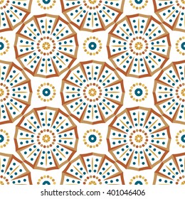 Beautiful retro seamless pattern, vintage texture. Volumetric pattern. Vintage decorative elements. Arabic, Indian. Stylized flowers. Ethnic ornaments. Flower circular background. Pastel pattern. 