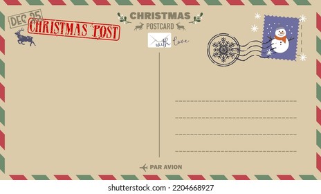 Beautiful retro style template of a Christmas postcard vector