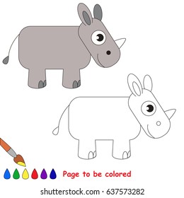 Beautiful Rhino to be colored, the coloring book for preschool kids with easy educational gaming level.
