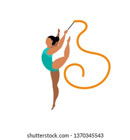 Beautiful rhythmic gymnast on white background. Sport concept. Vector illustration.