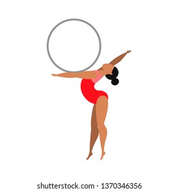 Beautiful rhythmic gymnast on white background. Sport concept. Vector illustration.