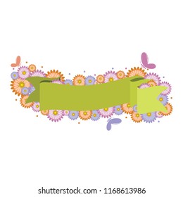 Beautiful Ribbon Banner Floral Flower Wedding Decorative Illustration