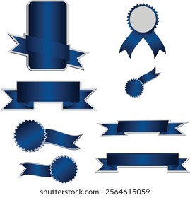 Beautiful Ribbons Banner, Tags and Bows Collection Set Vector Design EPS Template.