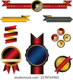 Beautiful Ribbons Banner, Tags and Bows Collection Set Vector Design EPS Template.
