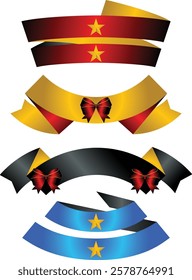 Beautiful Ribbons Banner, Tags and Bows Collection Set Vector Design EPS Template.
