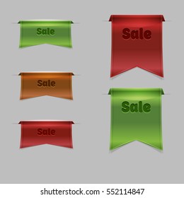 Beautiful ribbons for sales. Set of ribbons for holidays and sales