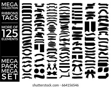 Beautiful Ribbons, Tags and Bows Collection Set Vector Design Eps 10