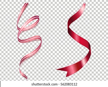 Beautiful ribbons texture isolated on transparent background as decorative elements