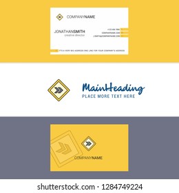 Beautiful Right arrow road sign  Logo and business card. vertical Design Vector