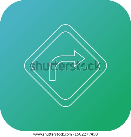 Beautiful Right Turn Ahead line icon