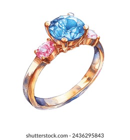 Schöne Ring Schmuck Vektor-Illustration im Aquarell-Stil