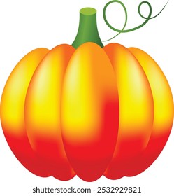 Beautiful ripe pumpkin with green stalk