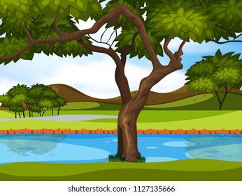 Una hermosa ilustración del paisaje fluvial