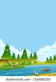 A beautiful river landscape illustration