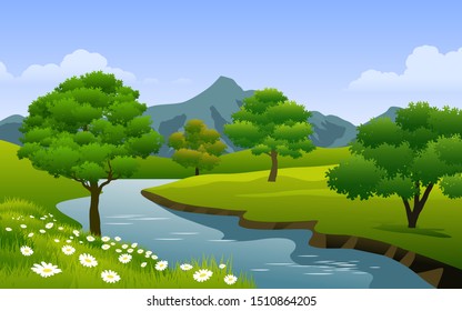 beautiful river and mountain landscape 