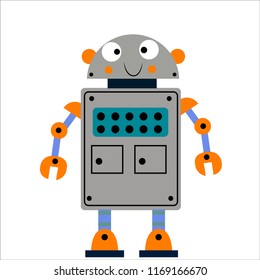 A beautiful robot for the design of children's rooms, games, books, pencil cases, bags.