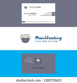 Beautiful Robot Logo and business card. vertical Design Vector