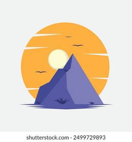 Beautiful rock scenery illustration. Can be used for t-shirt design, background, and other uses.