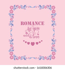 Beautiful romance invitation card design, with ornate of leaf and flower frame. Vector