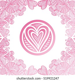 Beautiful romantic background with hearts. Valentines day card. Vector illustration.