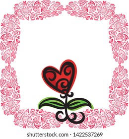 Beautiful romantic background of hearts. Vector illustration
