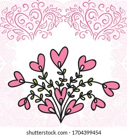Beautiful romantic background of hearts. Vector illustration