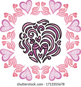 Beautiful romantic background of hearts. Vector illustration